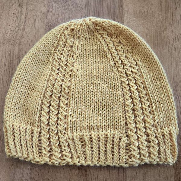 D knit their child sized beanie Tar-Sgàil Hat in Cascade 220 Superwash Sport in colorway 821 Daffodil